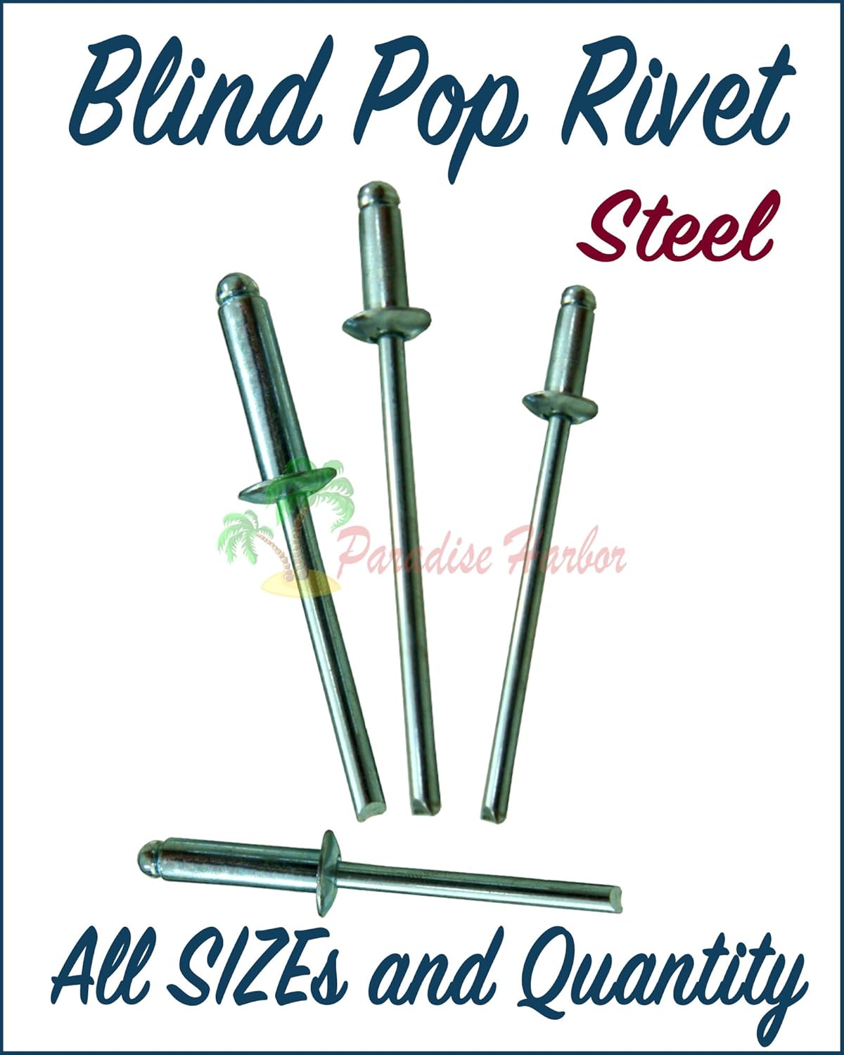 40 Pcs 1/4"x0.570" Stainless Steel Blind Pop Rivet Steel