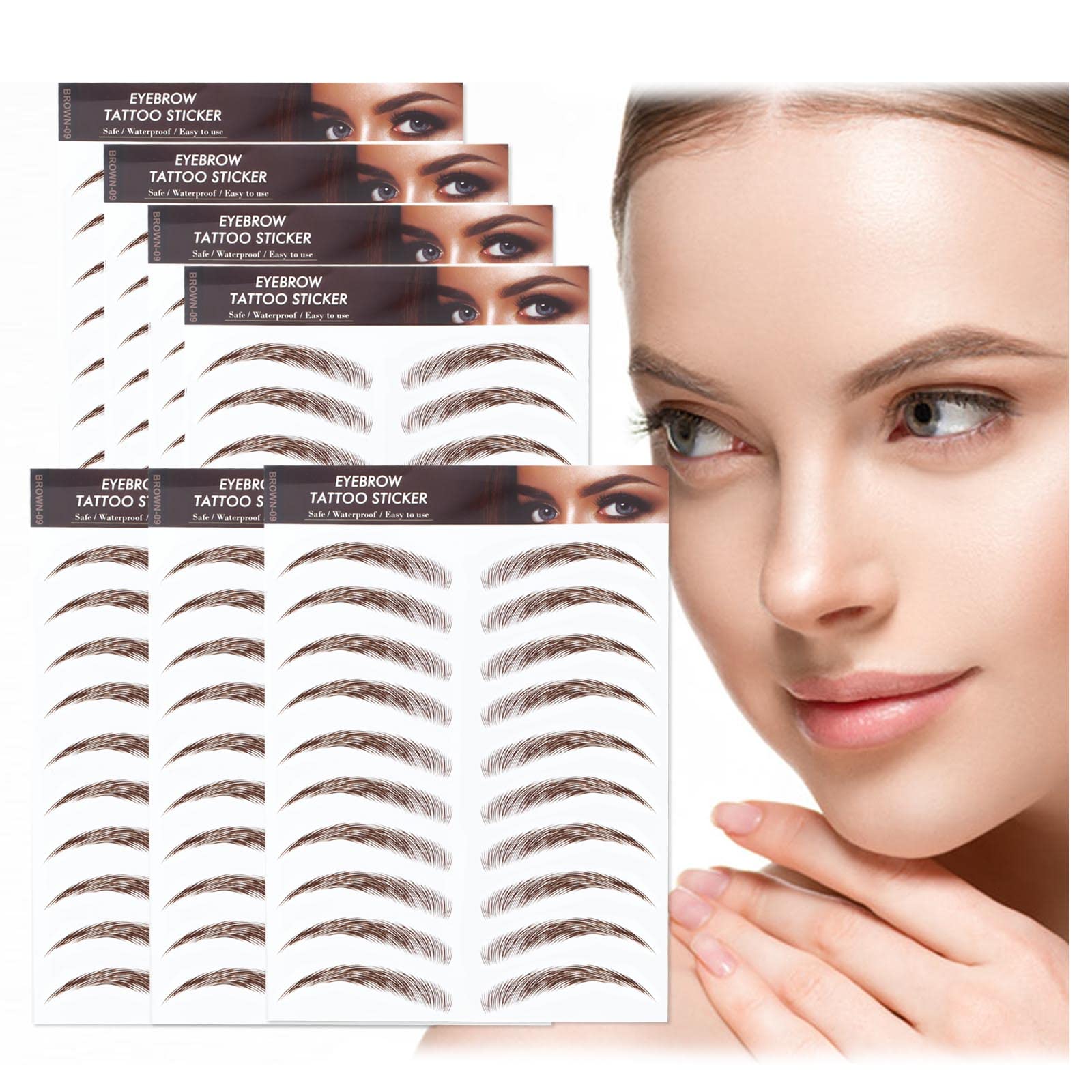 AWAVM 7Sheets/77Pairs 4D Hair-Like Tattoo Stickers Waterproof Natural Fake Eyebrow Stickers,Long Lasting Eyebrow Grooming Shaping Perfect for Women and Girls (Brown-09) — image 1