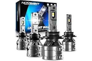 NOVSIGHT 9005 9006 LED Headlight Bulbs Combo,52000LM 800% Brightness 6500K Cool White LED Headlights,9005/HB3 9006/HB4 High L