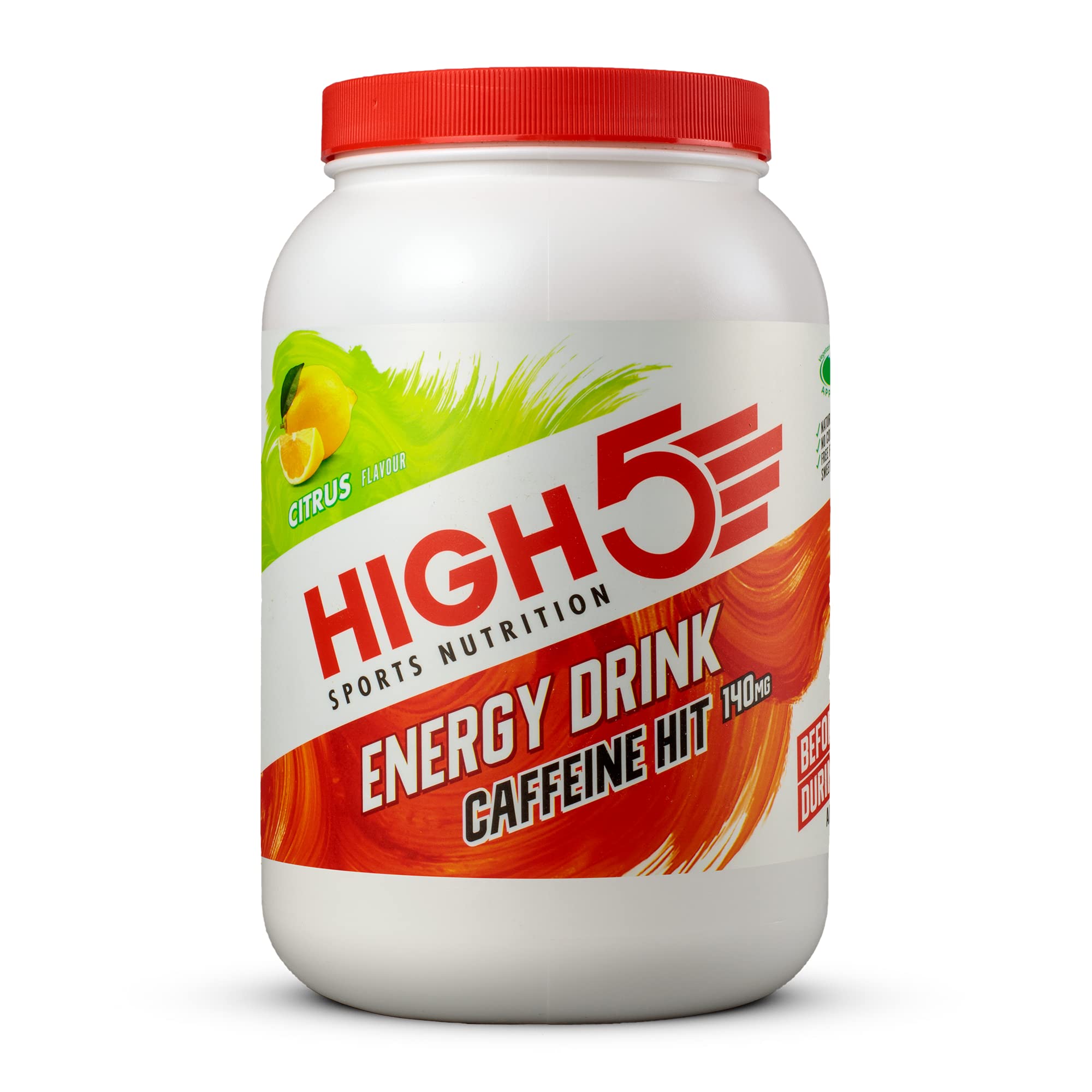 HIGH5 Energy Drink Caffeine Hit - Electrolytes Sport Energy Drink Powder - Isotonic Drink with 2:1 Fructose - Hydration for Running, Cycling, Endurance Fuel - Natural Flavours (Citrus, 1.4kg, 29 Serv)