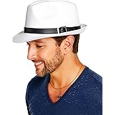 thuizen Men and Women's Mediterranean Panama Straw Fedora Fashion Travel and Vacation Visor Hat