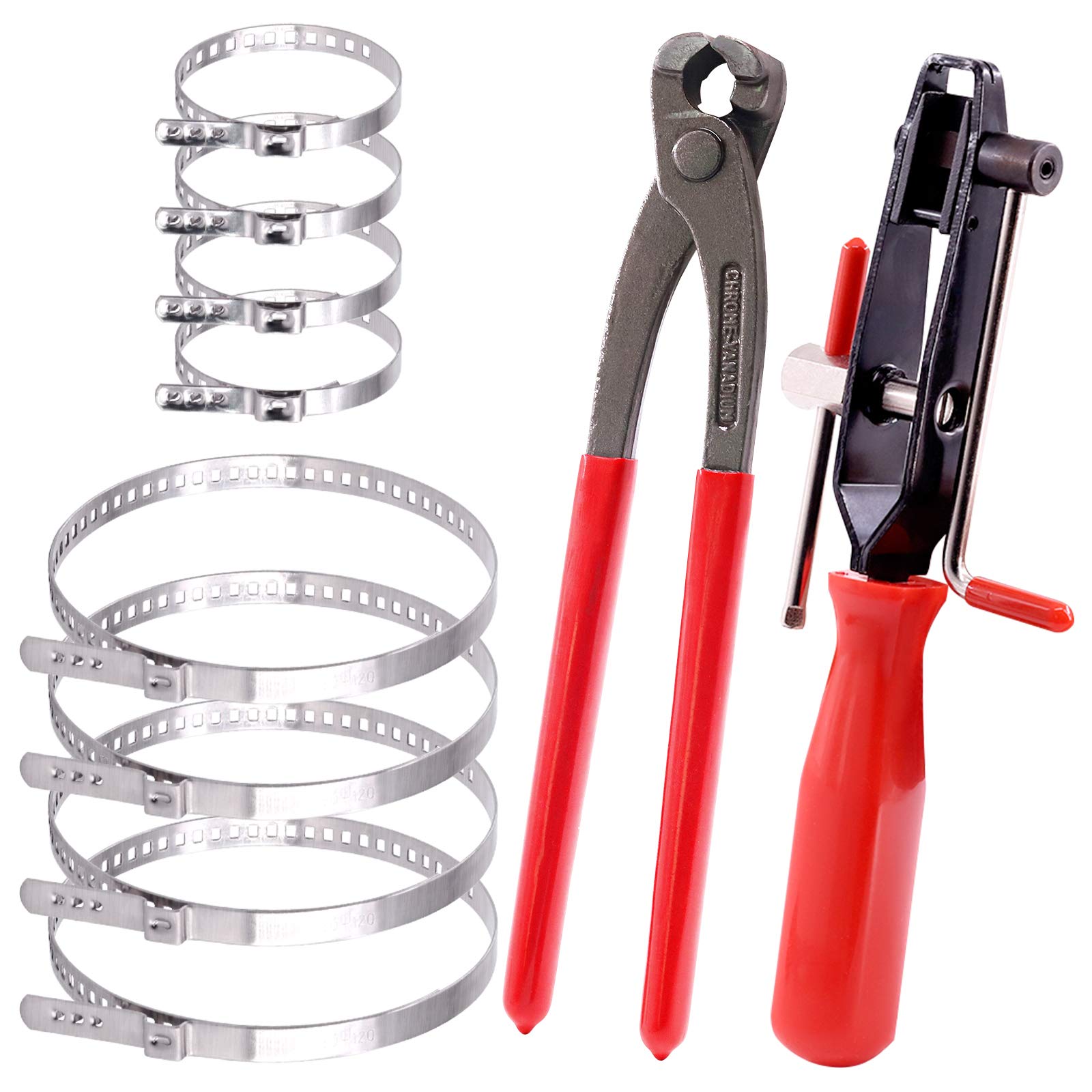 Keadic 10 Pcs Auto CV Joint Boot Clamps Pliers Car Banding Tools Kit with Universal Adjustable Stainless Steel Drive Shaft CV Boot Clamp