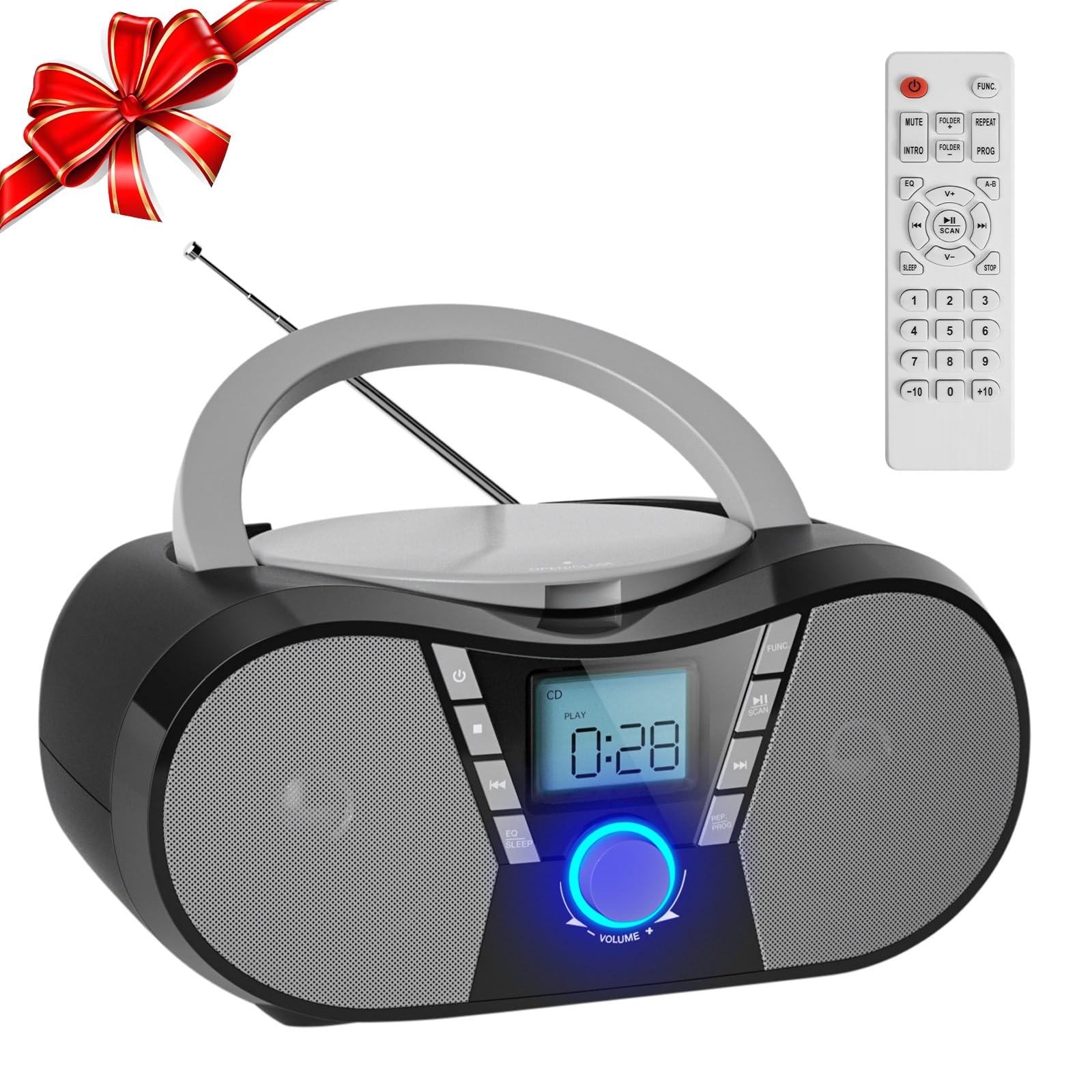 Gueray CD Player Portable CD Players for Home Boombox CD Player with Speakers Bluetooth FM Radio Built-in Dual Speakers with LCD Display Support USB & AUX Playback Headphone Jack for Audio books