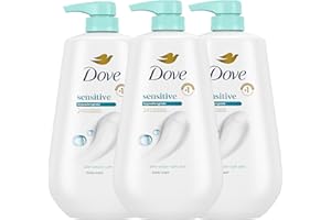 Dove Body Wash 3 Count Sensitive Skin For 24hr Lotion-Soft Skin Moisturizing Skin Cleanser Gentle Hypoallergenic Formula with No Sulfates No Parabens