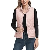 LONGKING 2025 Upgraded, Women's Outwear Vest With One Inner Pocket - Stand Collar Lightweight Zip Quilted Vest for Women