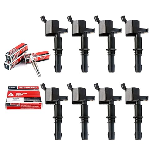 Ford Motorcraft @ ナビゲーターV8 & V6（2007〜）エアフィルター [FA-1883]　並行輸入品 MAS Set of 8 Ignition Coils Pack Straight Boot \u0026 Motorcraft Spark
