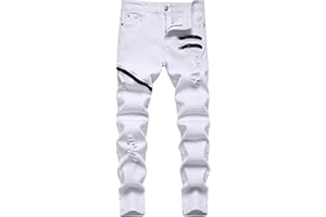 SUPBIRD Boy's Stylish Moto Biker Ripped Distressed Destroyed Skinny Fit Stretch Fashion Denim Jeans