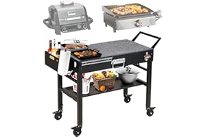Annualring Portable Outdoor Grill Cart, Folding Grill Table with Wheels,Solid and Stable,31"x 17" Large Space Grill Stand for The Blackstone Griddle Stand 17"/ 22",Ninja Woodfire Stand