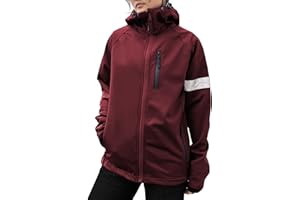 Wulibike Cycling Jackets for Womens Running Jacket Winter Thermal Reflective Hoodie Windproof Coat With 6 Pockets