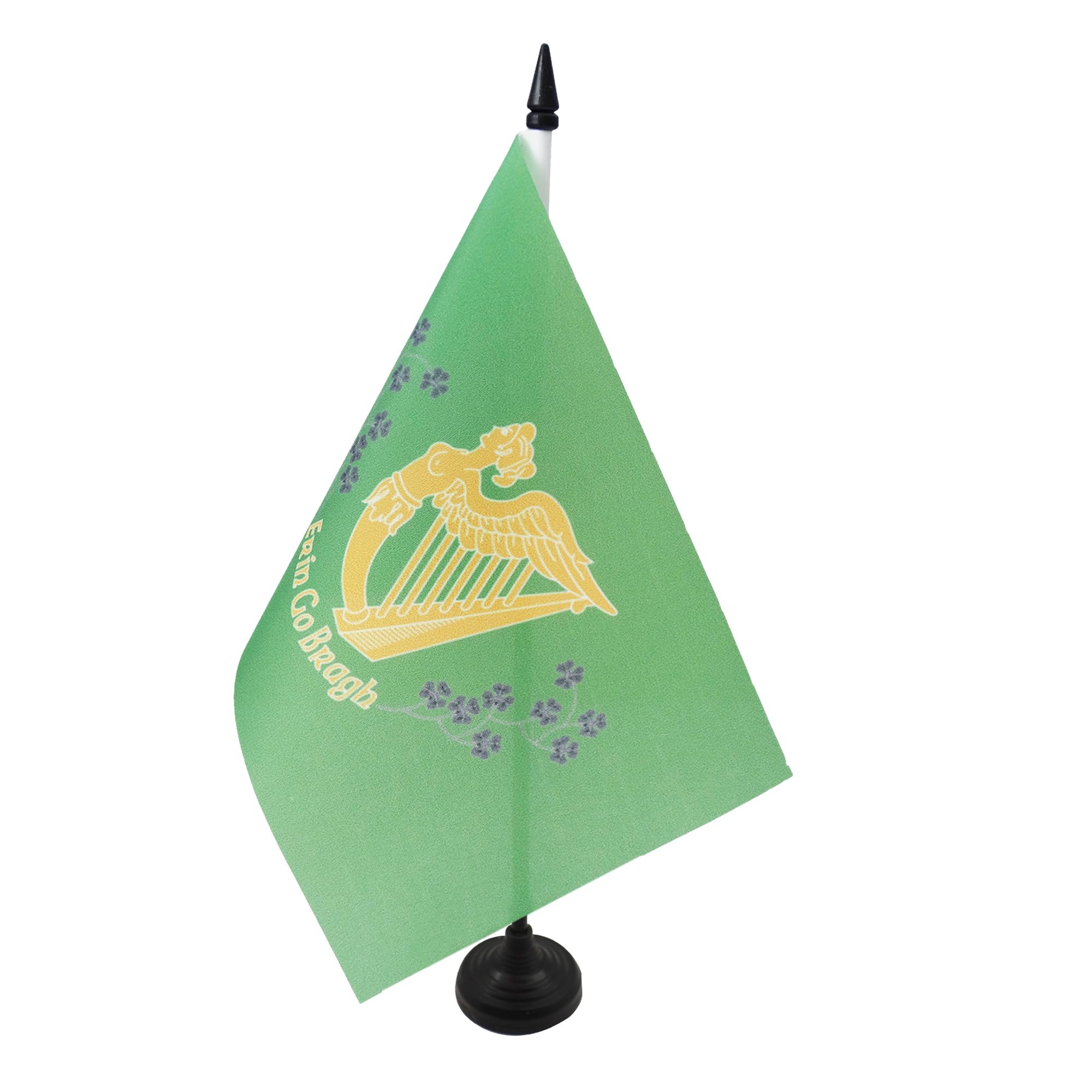 AZ FLAG Ireland Erin Go Bragh Table Flag 5'' x 8'' - Irish Office Decoration 100% Polyester 21 x 14 cm - Mini Desk Flag with Pole and Black Plastic Base