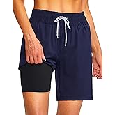 YGDSX Women's 3''/5''/7'' Swim Board Shorts Quick Dry Beach Shorts with Liner Pockets Swimsuits Bottoms Trunks for Women