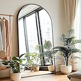 KOMCOTE Full Length Floor Mirror - 77x38 Inches Oversized Arched Black Mirror for Bedroom, Living Room, Dressing Room - Elega