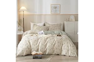 VM VOUGEMARKET Garden Flower Duvet Cover Set Queen Cotton Aesthetic Bedding Set Reversible Duvet Cover with 2 Pillow Shams,Blooming Comforter Cover for Girls