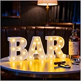 BAR sign, Hangable Illuminated Marquee Letter Lights, Battery-Powered LED Letter Lights for Pub丨Home Bar丨Cafés & Tea Shops丨Camping丨Party Decoration