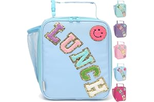 GYEUKHAM Insulated Lunch Bag for Women Girl Teen large Insulated Kid Lunch Bag,Large Reusable Cute Cooler Bag for School Work Picnic,Blue Alphabet