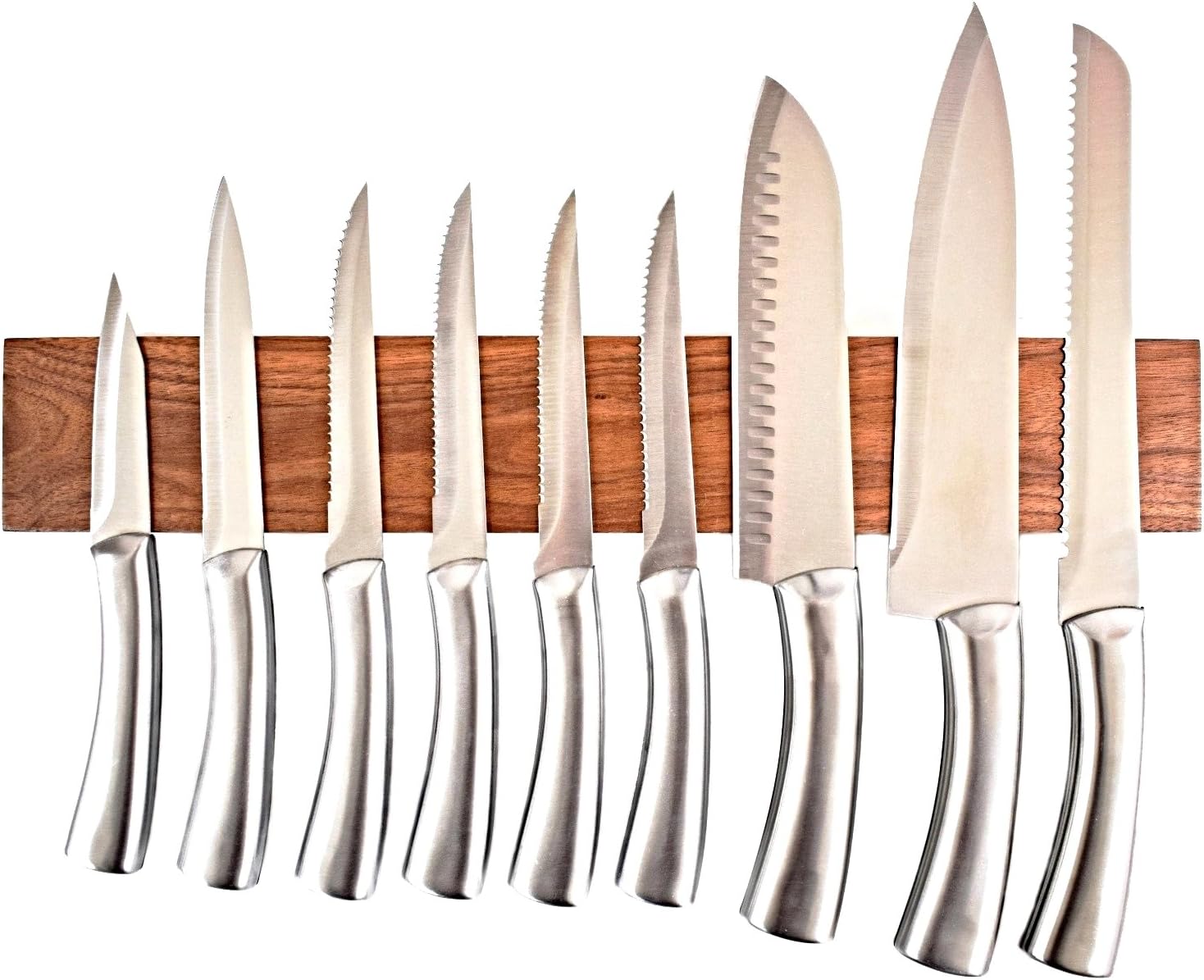 Vertier Premium 16 Inch Walnut Wood Magnetic Knife Bar - High End Quality with 100% Natural Walnut Wood Grain - Hidden Strong Magnets - Easy to Install