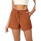 ODODOS Stretch Woven Athletic Shorts for Women High Waist Summer Lightweight Casual Shorts with Pockets