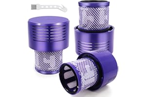 KAULOLADO V10 Filters for Dyson V10 Cyclone Series, V10 Animal, V10 Absolute, V10 Total Clean, SV12, Part No. 969082-01, 3 Pack Filters and 1 Clean Brush.