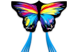 SGftre New Colorful Butterfly Kite for Kids and Adults，Easy to Fly with String and Handle，Single Line Beach Kite for Family Outdoor Games & Activities