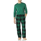 Amazon Essentials Men's Flannel Pant and Long-Sleeve T-Shirt Pajama Set