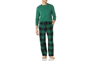 Amazon Essentials Mens Flannel Pant and Long-Sleeve T-Shirt Pajama Set