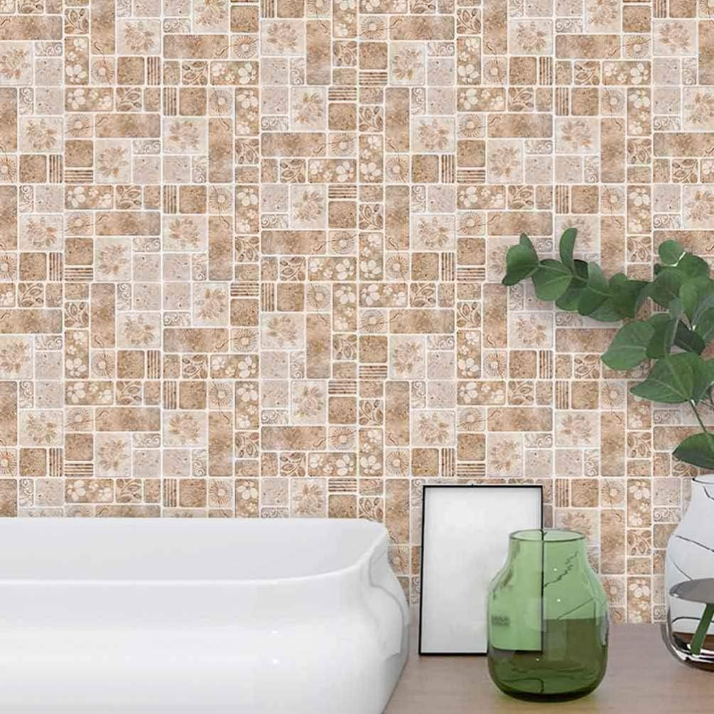 Clispeed 18pcs Mosaic Tile Sticker 3D Wall Decals Backsplash Self Adhesive Splice Design Pasters for Kitchen Bathrooom Lotus Pattern - Image 5