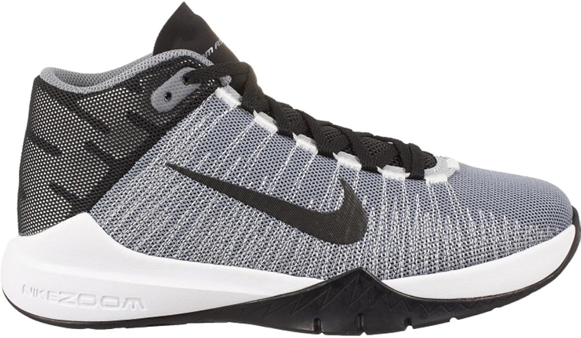 Nike Zoom Kids Ascention Basketball Shoes (7Y, Cool Grey/White/Black) Shoes