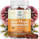 Sea Moss Gummies for Adults and Kids - Vegan Adult and Kids Immune Support Gummies with Burdock Bladderwrack Sea Moss Gel - Delicious Berry Flavor Supplement Men Women Children - 30 Count