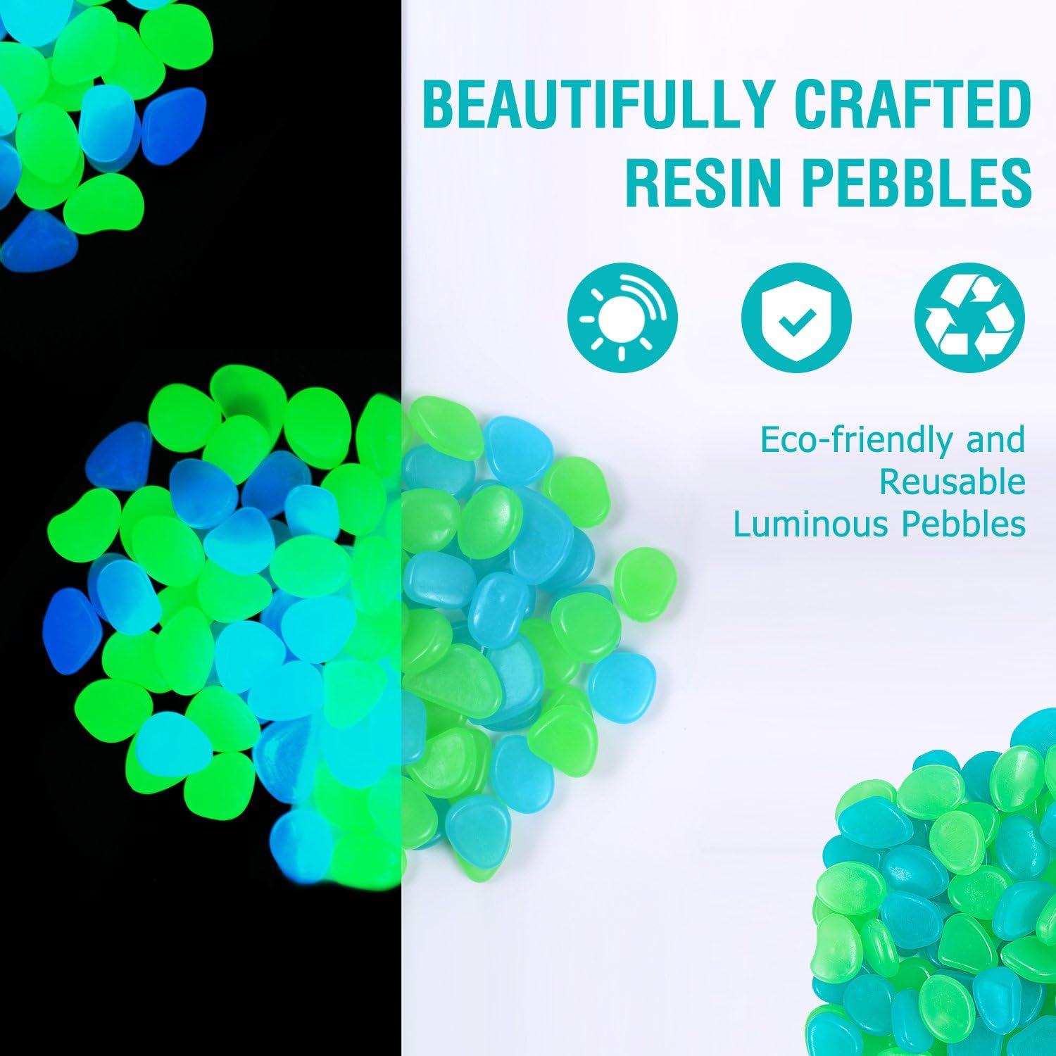 SUNNEST Glow in The Dark Garden Rocks, Decor Pebbles Stones for Indoor and Outdoor, DIY Decorative Luminous Stones for Yards Lawns Walkways Garden Driveway Plants and Aquarium : Garden & Outdoor