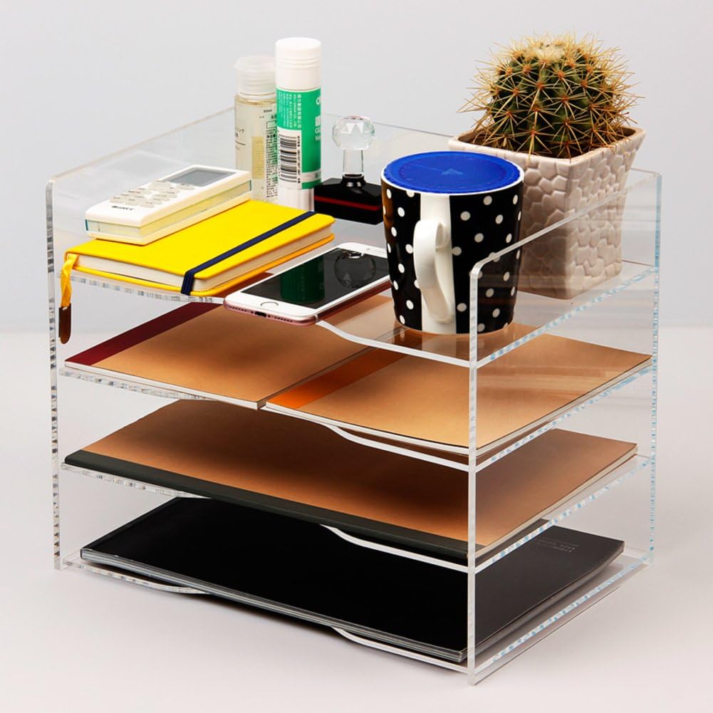 YUNCHENG Acrylic Transparent Desktop Storage Rack,Racks For Office Supplies And Desk Accessories