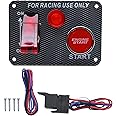 12V Ignition Switch Panel, Race Car Ignition Switches with Push Button Engine Starter Switch Panel, Racing Switch Panel Carbon Fiber LED Ignition Toggle Switches Panel 2 in 1 for RV Truck
