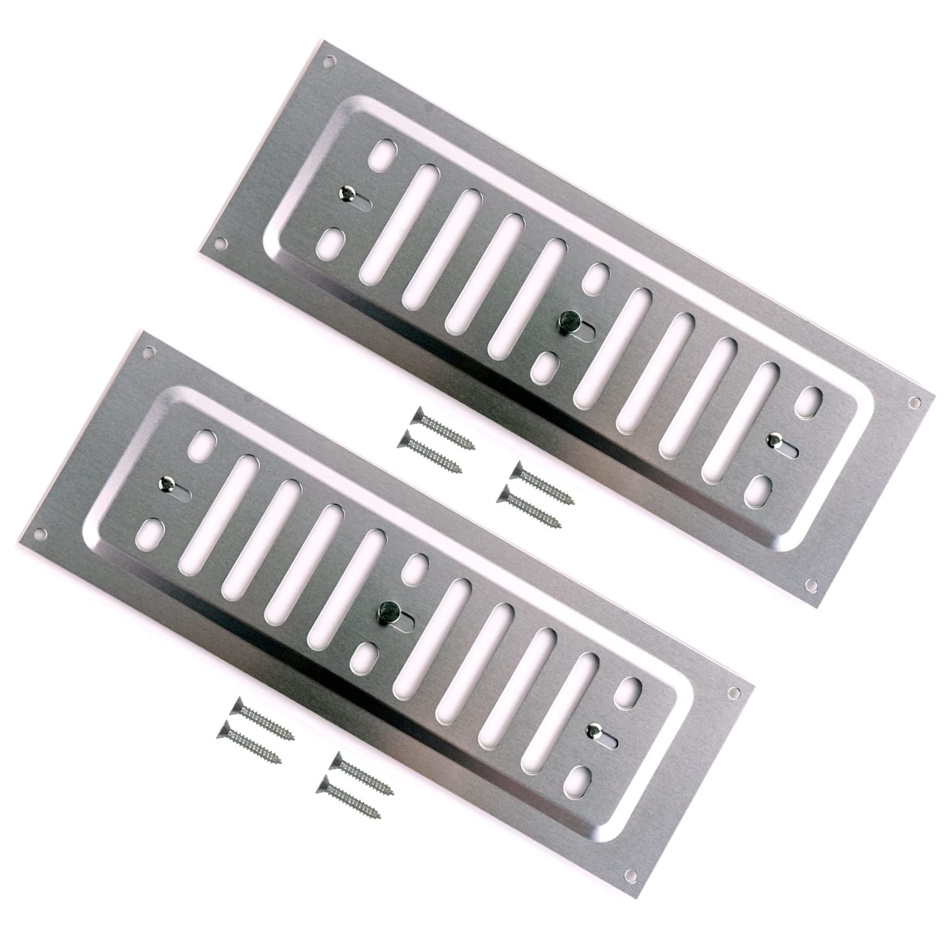 TERF® 9'' X 3'' Open and Close Adjustable Aluminium Air Vents 9'' X 3'' (225mm X 75mm) Single Brick Hit & Miss Sliding Adjustable Ventilation Plate Grille Cover including Fixing Screw - Pack of 2