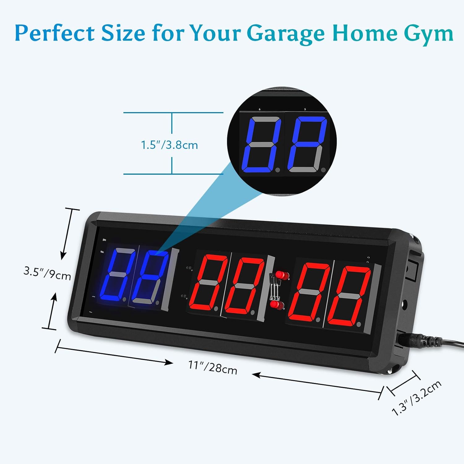 Seesii Upgraded Gym Timer Stopwatch Clock with Remote, 1.5 inch LED ...