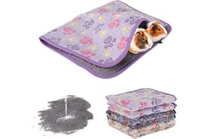 YUEPET Waterproof Guinea Pig Blankets Washable 3 Pack Small Animal Fleece Cage Liners Pet Soft Sleep Mat Pad Cover Warm Flannel Throw for Hamster Guinea Pig Rabbit Chinchilla Hedgehog Ferret 23"×16"