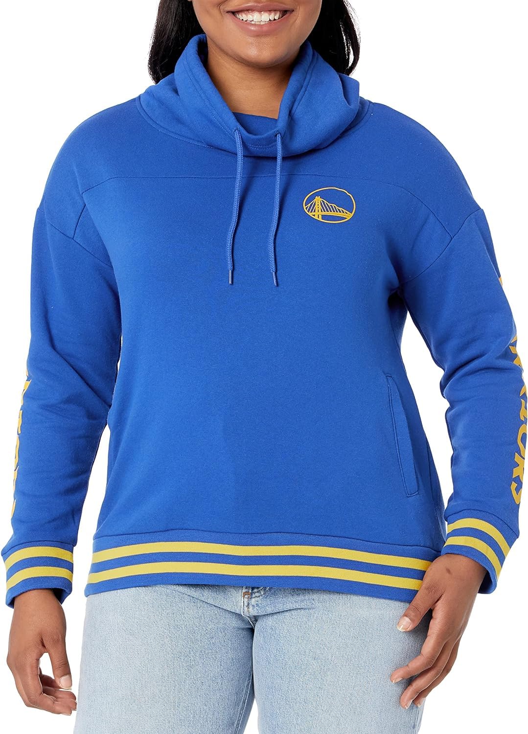 Ultra Game NBA Golden State Warriors Womens Quarter Zip Fleece Pullover Sweatshirt with Zipper, Team Color, Small