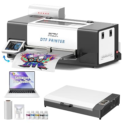 MZK A3 Pro F1080 DTF Printer (XP600 Gen2),Automatic Time Cleaning Maintain+Ink Anti-Clog Filter,2X-Speed Compared to L1800,5" Rotatable Touch Screen,Dual Ink Level Alert+Film Cutter,Gift Ink 2 Years