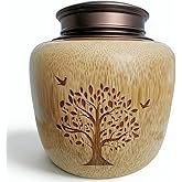 Small Urns for Human – Tree of Life Engraved Design – Suitable for Adult Male and Female – Memorial Cremation Urns for Human Ashes Adult Female Male Made of Bamboo