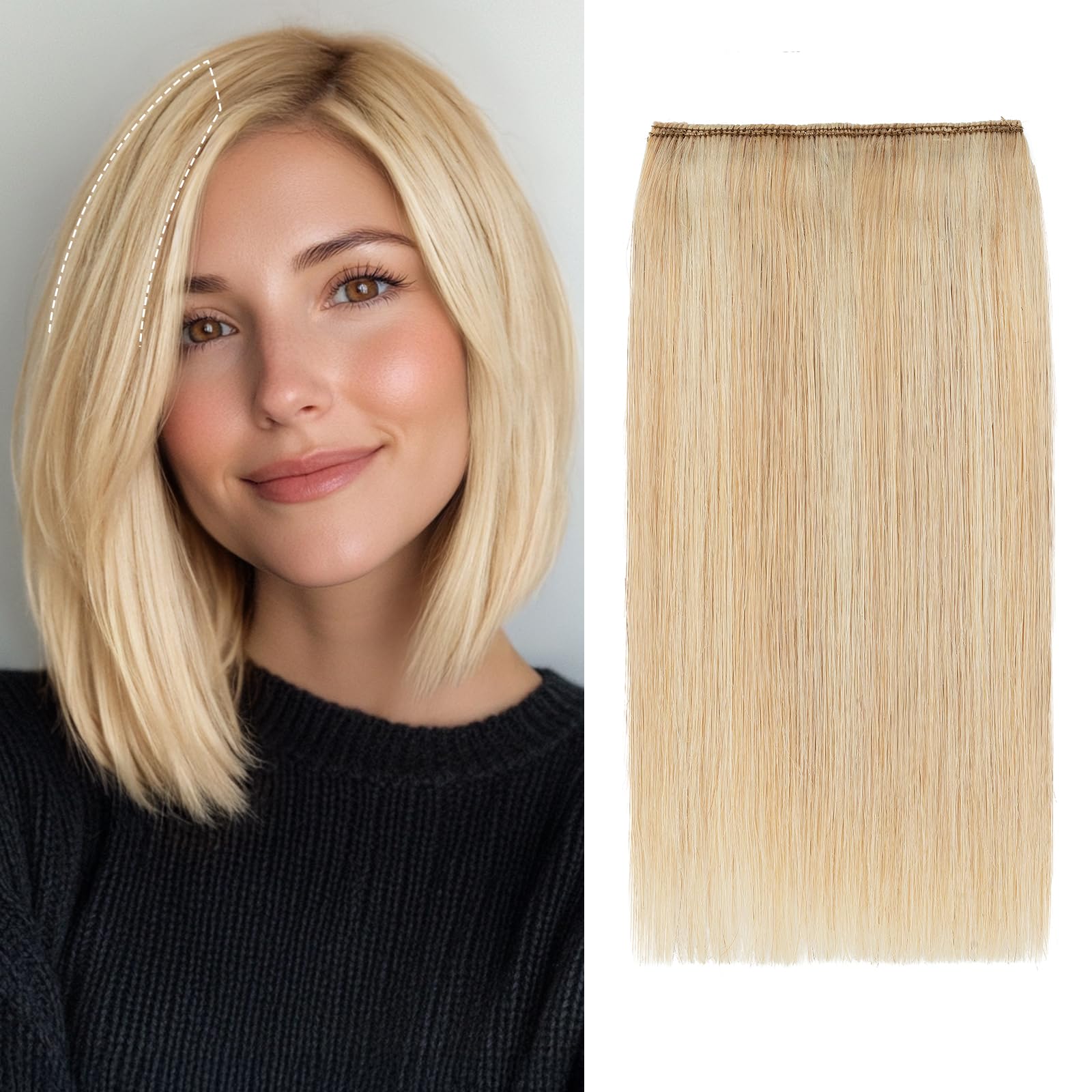 Photo 1 of S-noilite Short Hair Extensions Clip in Human Hair 1PCS 2 Clips Balayage Hairpieces Remy for Women With Short Hair Adding Volume 10g 6Inch-Ash Blonde/Bleach Blonde