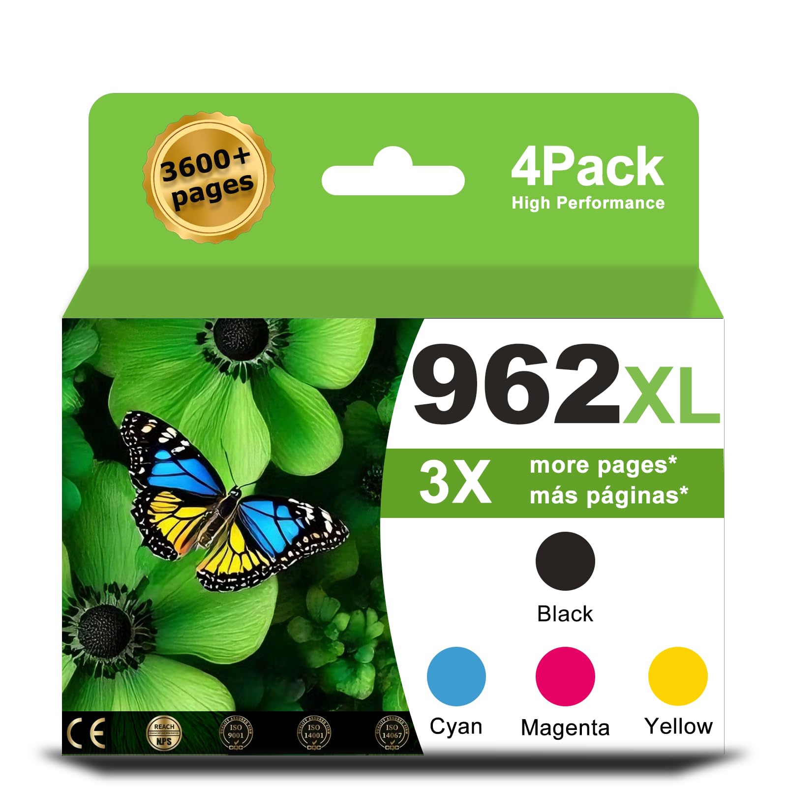 Photo 1 of 962XL Ink Cartridges Combo Pack Replacement for HP ink 962 for HP962 XL Compatible with OfficeJet 9010 9014e 9015e 9016 9018e 9019e 9020e 9022e 9025e 9028e Printers Black Cyan Magenta Yellow(4-Pack)