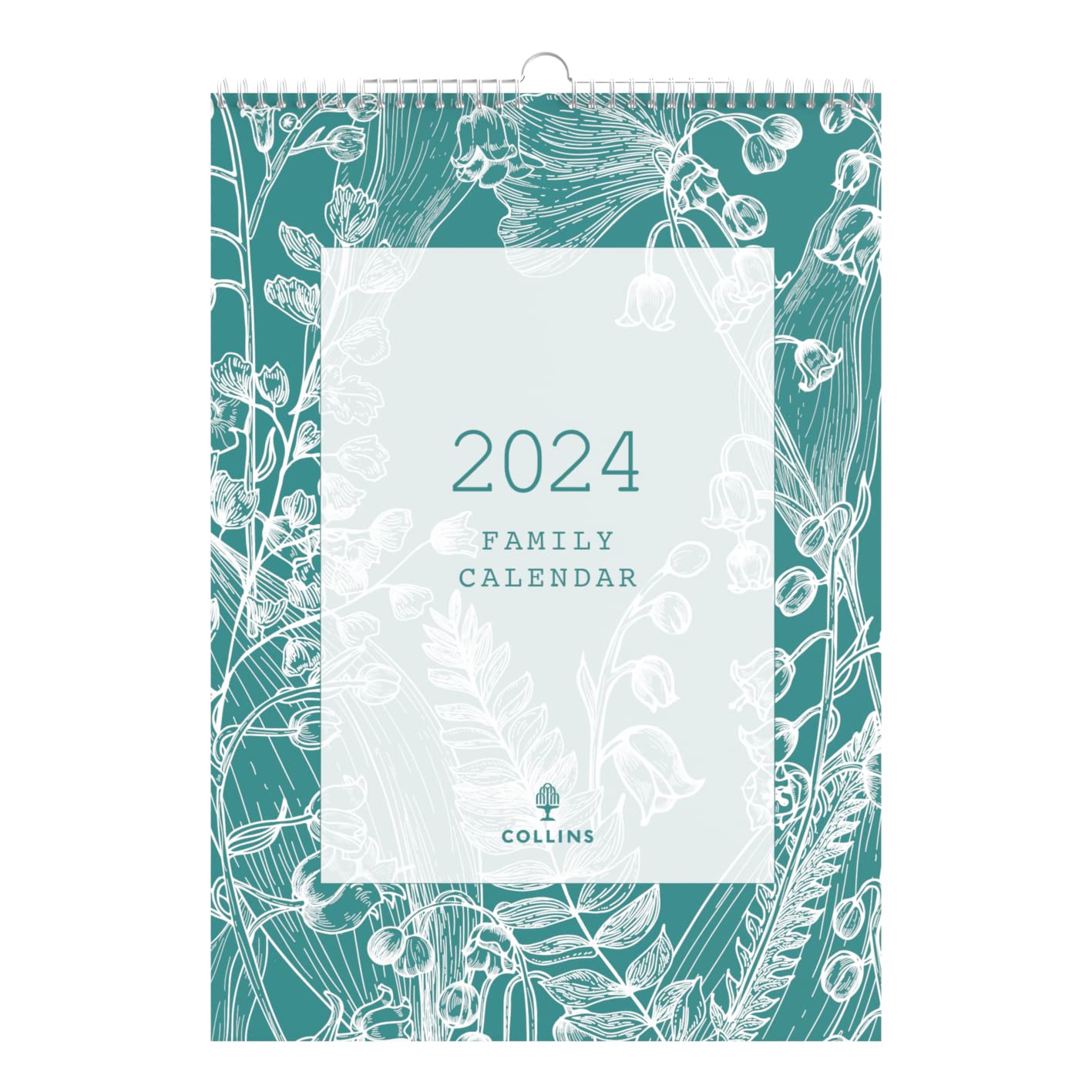 Collins Debden Collins Tara 2024 Family Wall Calendar - Lifestyle Planner and Organiser for Office, Work, Personal and Home - January to December 2024 Diary - Weekly - - TAFC135-24 White/Teal
