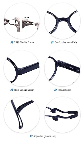 JoXiGo Kids Glasses Clear Lens Blocking Blue Light Flexible Rubber