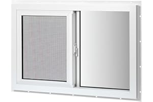 COLORPAPA Vinyl Basement Window, 32" x 22" Slider Window with Double Pane Insulated Tempered Glass and Fiberglass Mesh Screen for Basement Bathroom Home Rv Garage (White)