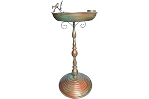 Bird Baths for Outdoors，Metal Bird Feeder Bowl with Hummingbird Pattern Birdbath and Feeder Freestanding Birdbaths for Garden