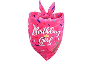 Realeaf Birthday Girl Dog Bandana, Dog Birthday Party Supplies,Premium Durable Fabric, Bandana for Small and Medium Dogs Pets (Pink, Small)