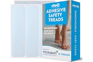 SlipX Solutions Microban-Infused Wide Non-Slip Adhesive Safety Treads | 8" Anti-Slip Bathroom Accessories - Bathtub, Shower, & Step Power Grip Floor Grips | 12 Large Floor Tread Stickers, Clear