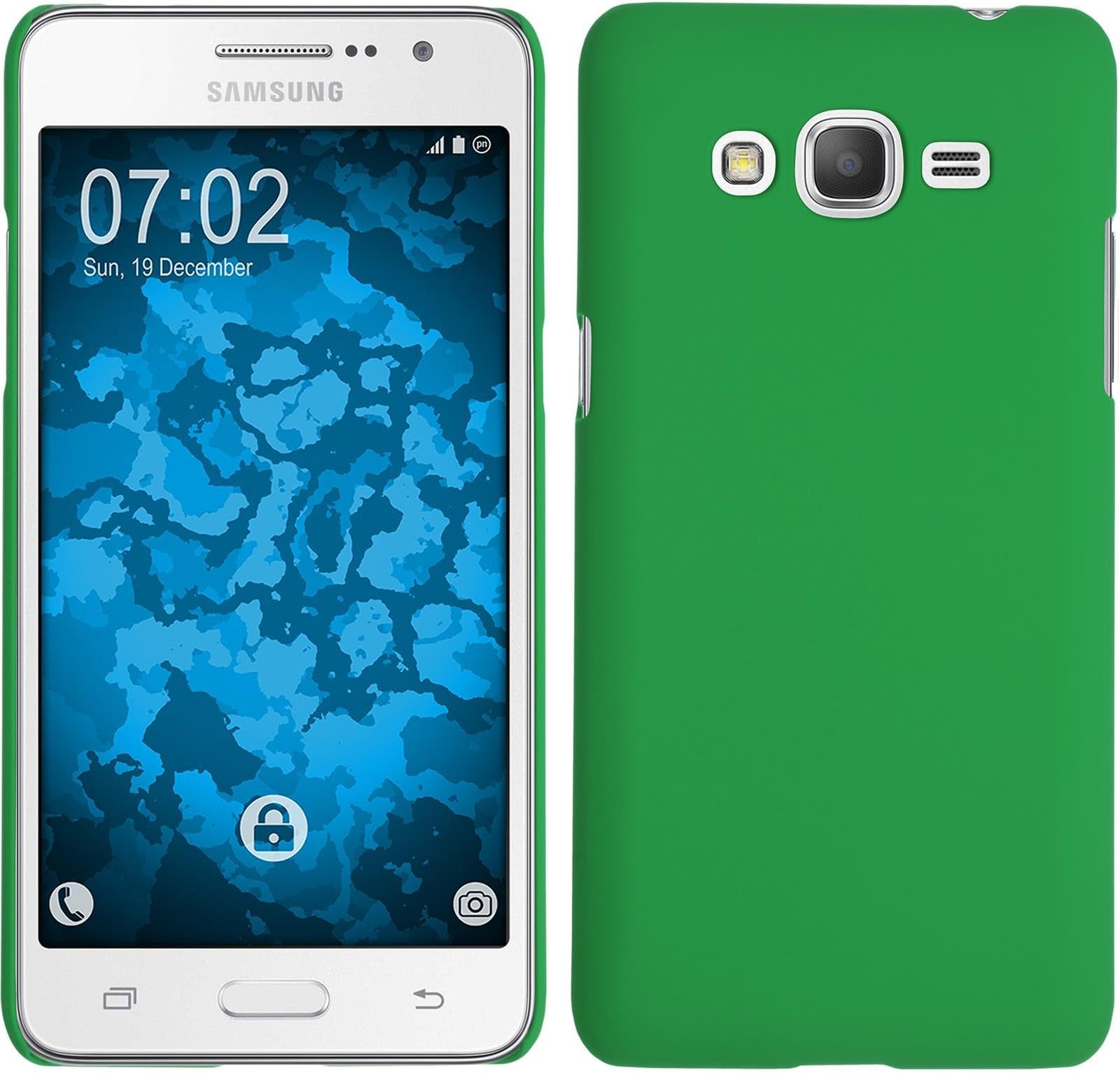 PhoneNatic Hardcase compatible with Samsung Galaxy Grand Prime Plus - rubberized green Cover + protective foils
