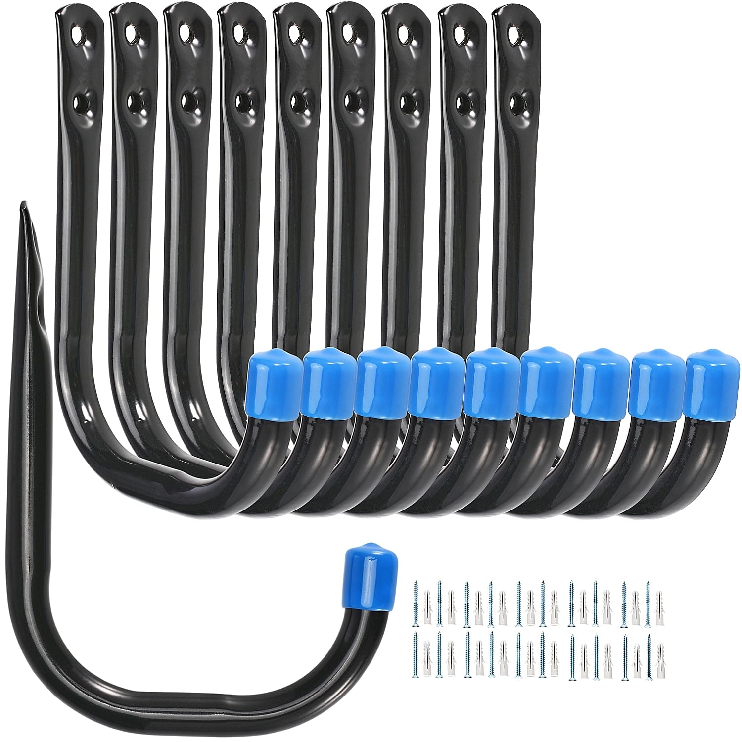 Locawaya Garage Storage Hooks for Hanging, 10cm Heavy Duty Wall Mount J Utility Hooks, Hangers-Organizer for Tools, Bikes, Ladders, Chairs, 10 Pack