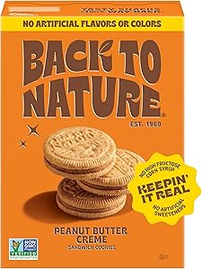 Back to Nature - Peanut Butter Creme Sandwich Cookies - Made with Real Ingredients like Wheat Flower & Whole Grains - Serious