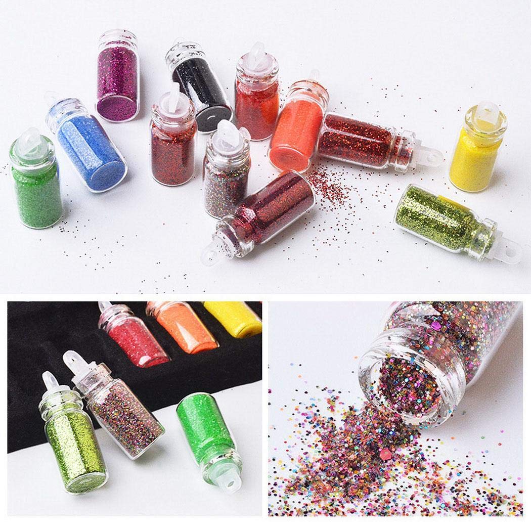 Xixini 48Colors(48bottle/Box) Sequins Powder Stickers Nail Art Manicure DIY Nail Art Decorations