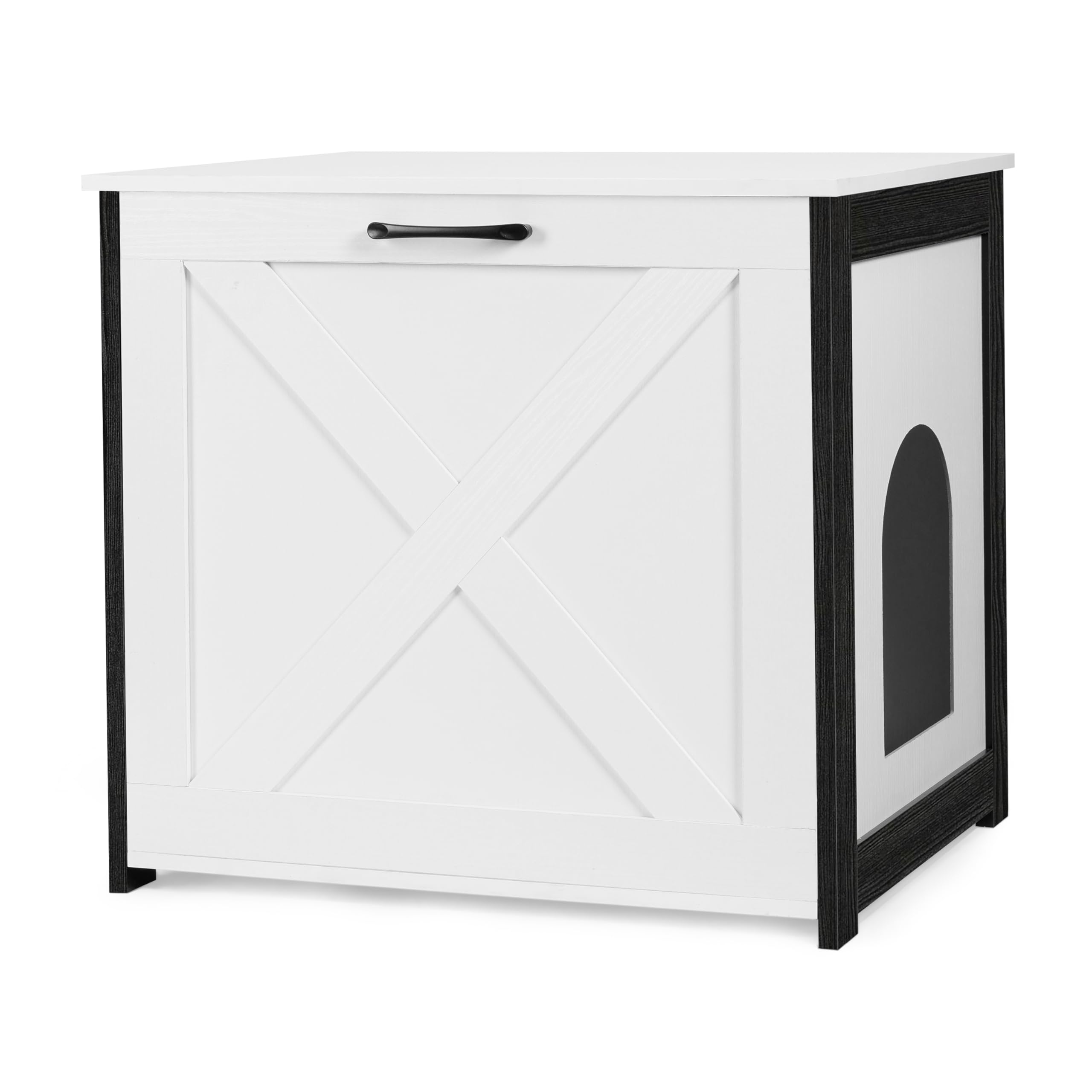 Photo 1 of ***FOR PARTS ONLY NON-FUNCTIONAL*** Dwanton Cat ter Box Furniture Hidden, Cat Litter Box Enclosure, Reversible Entrance Can Be on Left or Right Side, Indoor Cabinet, Wooden Washroom, End Table, Nightstand, White, 23.6" L